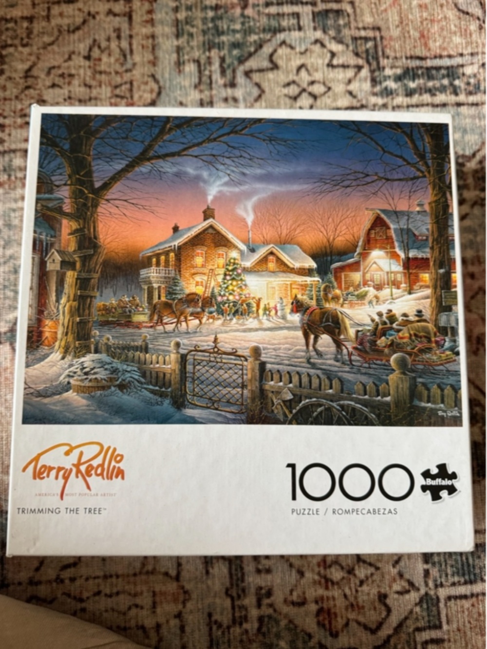 Thomas Kinkade Winter Village Puzzle — Orange, Blue, White, Brown